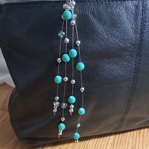 Hand Crafted Chic Turquoise and Silver Bag Tote Purse Jewlery
